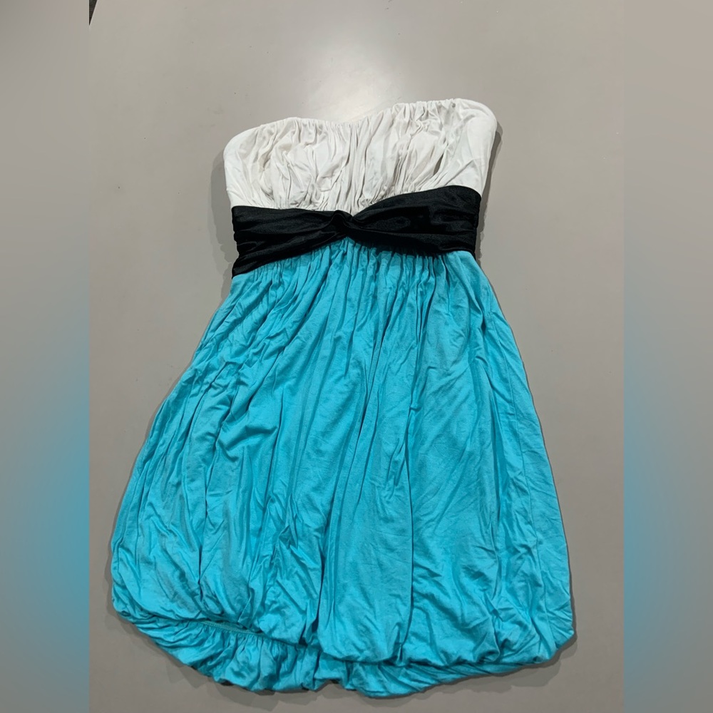 Strapless blue dress